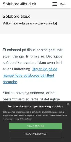 Anteprima del sito Sofabord Tilbud, media di Danimarca per articoli sponsorizzati