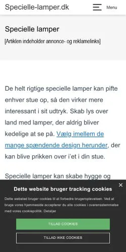 Anteprima del sito Specielle Lamper, media di Danimarca per articoli sponsorizzati