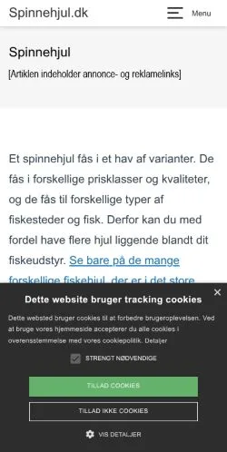 Anteprima del sito Spinnehjul, media di Danimarca per articoli sponsorizzati