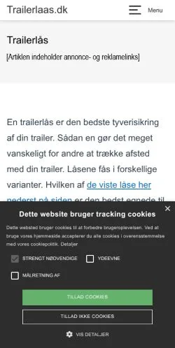 スポンサード記事向けのデンマークメディア、Trailerlåsのサイトプレビュー