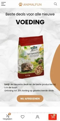 Anteprima del sito Animalfun, media di Belgio per articoli sponsorizzati