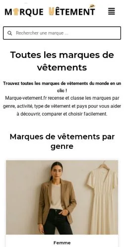 Anteprima del sito Marque Vêtement, media di Francia per articoli sponsorizzati