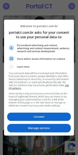 Anteprima del sito Portal CT, media di Brasile per articoli sponsorizzati