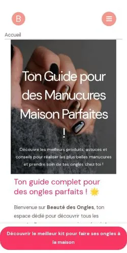 Anteprima del sito Beauté des Ongles, media di Francia per articoli sponsorizzati