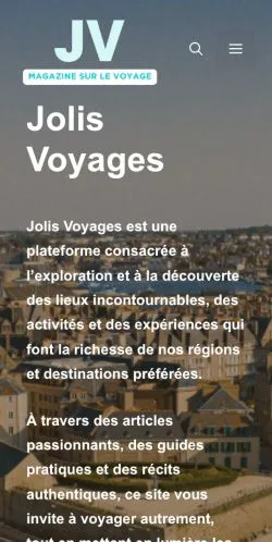 スポンサード記事向けのフランスメディア、Jolis Voyagesのサイトプレビュー