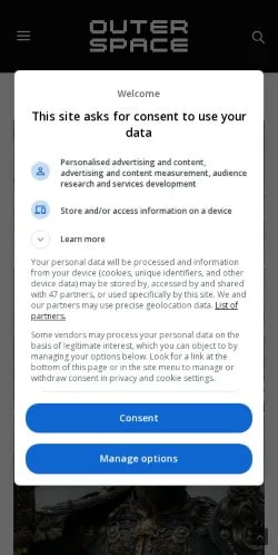 Vorschau der Website Outer Space, Medium aus Brasilien für gesponserte Artikel