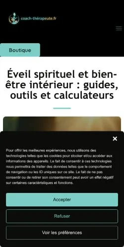 Pré-visualização do site Coach-Thérapeute, meio de França para artigos patrocinados