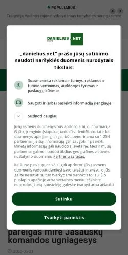 Sponsorlu makaleler için Litvanya medyası Danieliusnet sitesinin önizlemesi