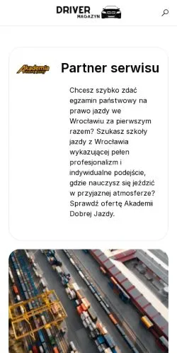 Anteprima del sito Driver Magazyn, media di Polonia per articoli sponsorizzati