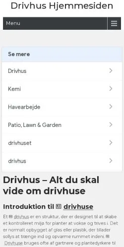 スポンサード記事向けのデンマークメディア、Drivhus Hjemmesidenのサイトプレビュー