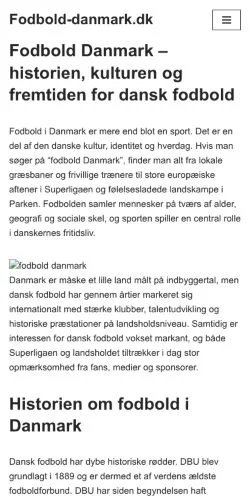 Voorbeeld van de site Fodbold-danmark.dk, medium uit Denemarken voor gesponsorde artikelen