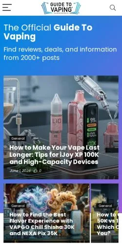 스폰서 기사용 미국 매체 Guide to Vaping 사이트 미리보기