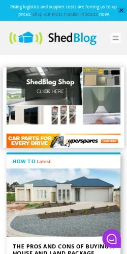 Anteprima del sito ShedBlog, media di Australia per articoli sponsorizzati