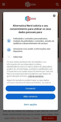 Anteprima del sito Alternativa Nerd, media di Brasile per articoli sponsorizzati