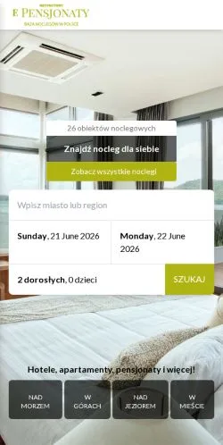 Anteprima del sito e-Pensjonaty, media di Polonia per articoli sponsorizzati