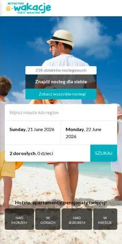 Anteprima del sito e-Wakacje, media di Polonia per articoli sponsorizzati
