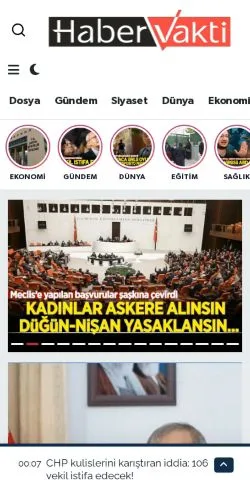 Anteprima del sito Haber Vakti, media di Turchia per articoli sponsorizzati