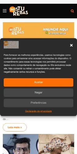 Förhandsvisning av webbplatsen Misturebas News, medium i Brasilien för sponsrade artiklar