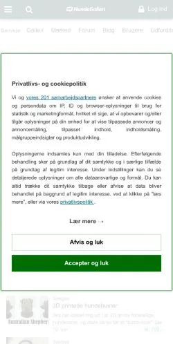 Podgląd witryny HundeGalleri, medium z kraju Dania do artykułów sponsorowanych