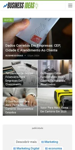 Anteprima del sito Business Ideas, media di Brasile per articoli sponsorizzati
