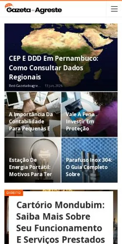 Anteprima del sito Gazeta do Agreste, media di Brasile per articoli sponsorizzati