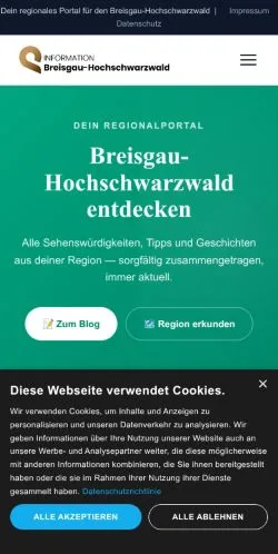 Anteprima del sito Information Breisgau-Hochschwarzwald, media di Germania per articoli sponsorizzati