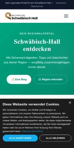 스폰서 기사용 독일 매체 Information Schwäbisch Hall 사이트 미리보기