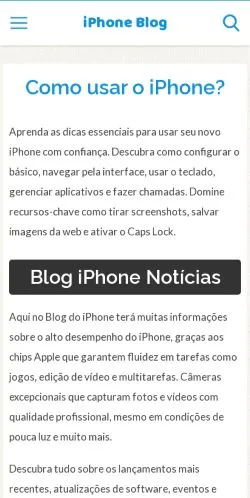 스폰서 기사용 브라질 매체 Iphoneblog 사이트 미리보기