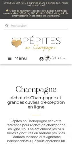 Podgląd witryny Pépites En Champagne, medium z kraju Francja do artykułów sponsorowanych