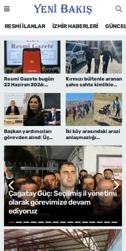 Anteprima del sito Yeni Bakış Gazetesi İzmir, media di Turchia per articoli sponsorizzati