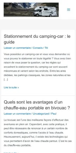 Podgląd witryny Mon Camping-Car, medium z kraju Francja do artykułów sponsorowanych