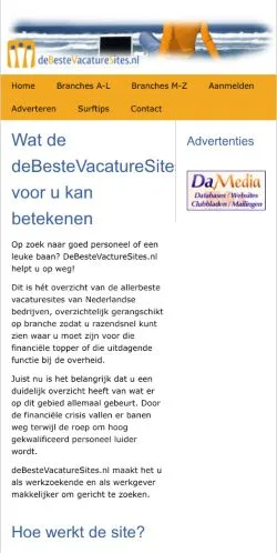 Anteprima del sito deBesteVacatureSites.nl, media di Paesi Bassi per articoli sponsorizzati