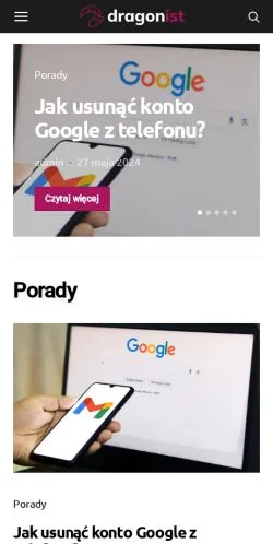 Aperçu du site Dragonist, média de Pologne pour articles sponsorisés