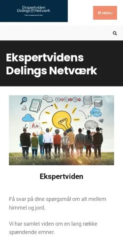 Förhandsvisning av webbplatsen Ekspertvidens Delings Netværk, medium i Danmark för sponsrade artiklar