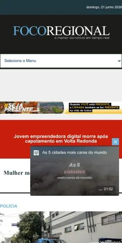 Anteprima del sito Foco Regional, media di Brasile per articoli sponsorizzati