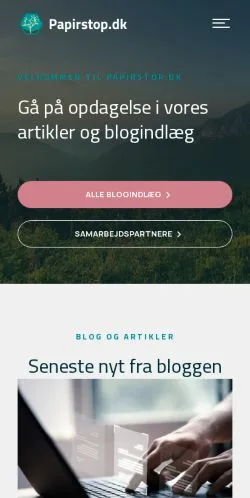 Anteprima del sito Papirstop, media di Danimarca per articoli sponsorizzati