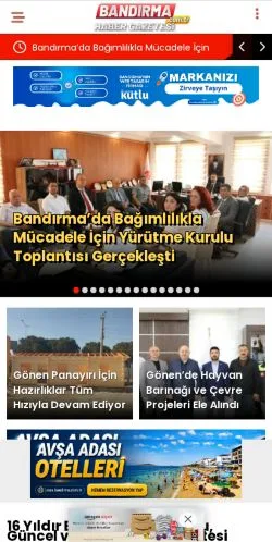 Anteprima del sito Bandırma Haber, media di Turchia per articoli sponsorizzati