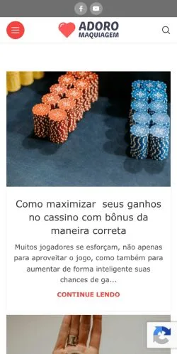 Anteprima del sito Adoro Maquiagem, media di Brasile per articoli sponsorizzati