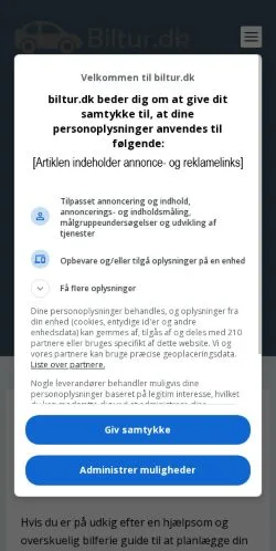 Vorschau der Website Bilferie Guide, Medium aus Dänemark für gesponserte Artikel