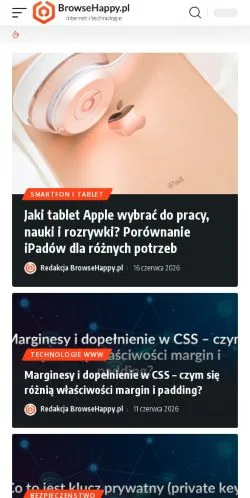 Anteprima del sito Portal technologiczny BrowseHappy.pl, media di Polonia per articoli sponsorizzati