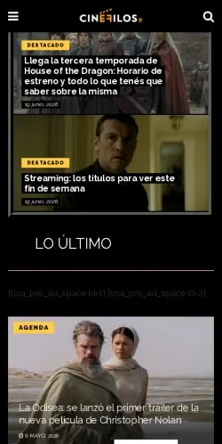 Anteprima del sito Cinéfilos Oficial, media di Spagna per articoli sponsorizzati