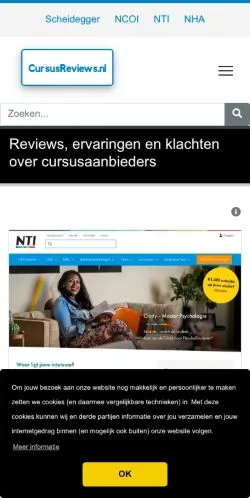 Anteprima del sito CursusReviews, media di Paesi Bassi per articoli sponsorizzati