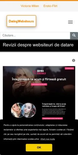 Anteprima del sito DatingWebsites, media di Romania per articoli sponsorizzati