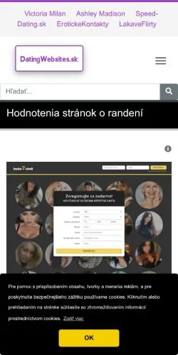 Anteprima del sito DatingWebsites, media di Slovacchia per articoli sponsorizzati