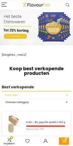 Anteprima del sito Flavourfair, media di Belgio per articoli sponsorizzati