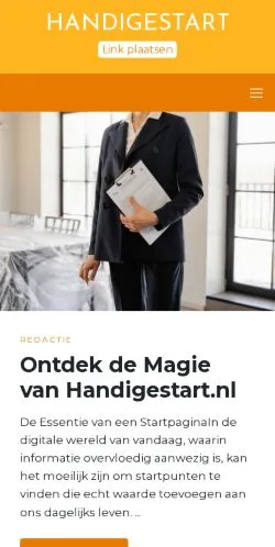 Anteprima del sito Handigestart.nl, media di Paesi Bassi per articoli sponsorizzati