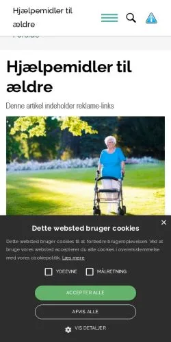 Podgląd witryny Hjælpemidler Til Ældre, medium z kraju Dania do artykułów sponsorowanych