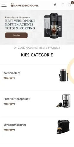 Anteprima del sito Kaffeedehopduvel, media di Belgio per articoli sponsorizzati