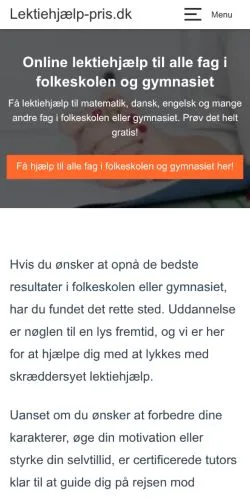 スポンサード記事向けのデンマークメディア、Lektiehjælp Prisのサイトプレビュー