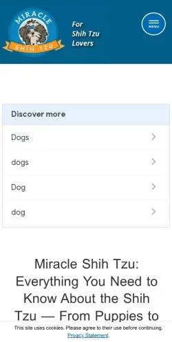Aperçu du site Miracle Shih Tzu, média de États-Unis pour articles sponsorisés